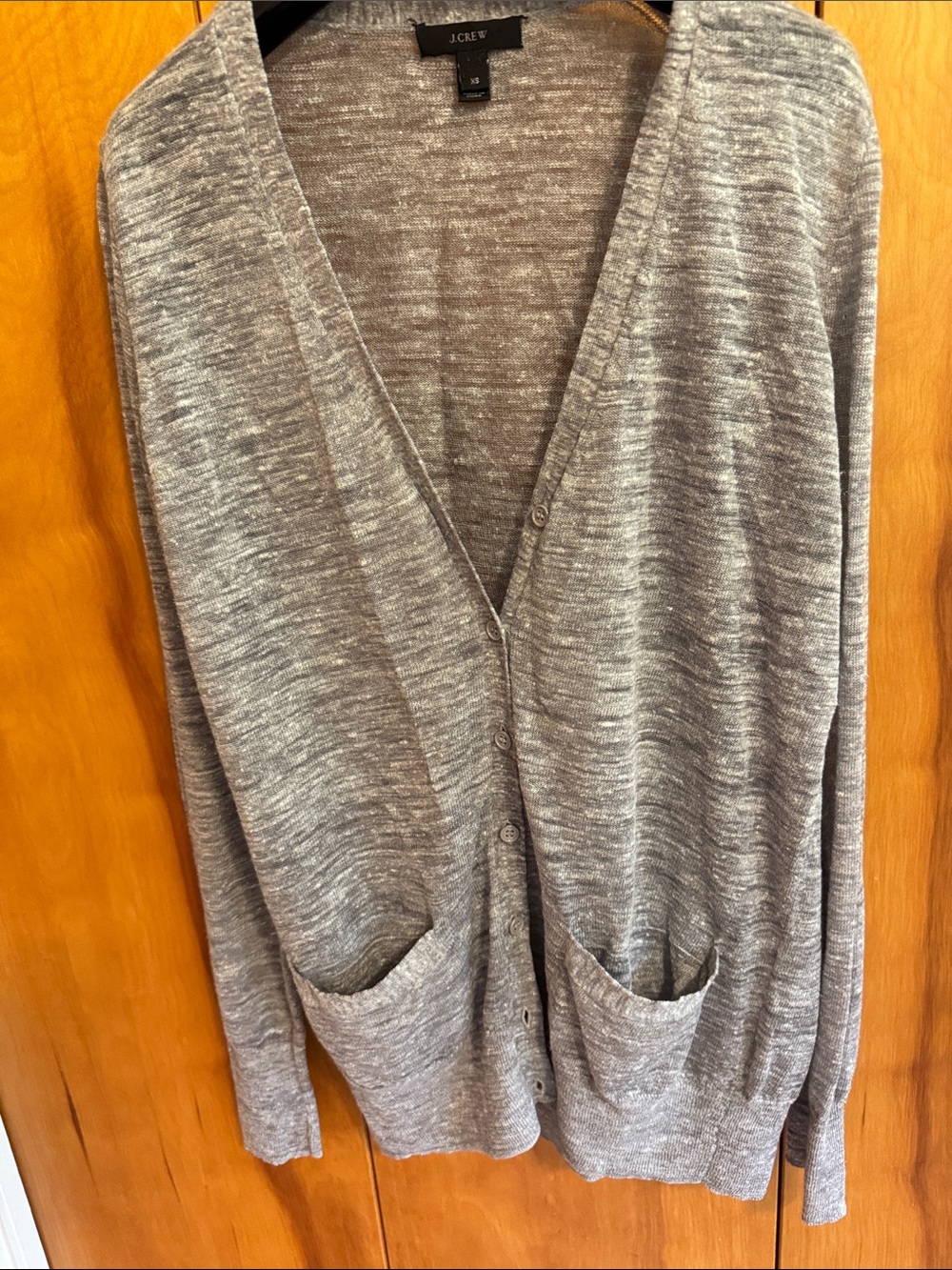 J. Crew Gray Marled V-Neck Button Cardigan